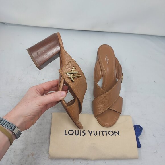 LOUIS VUITTON LV Monogram Cognac Brown Slide Sandal - Picture 1 of 12